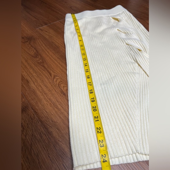 Maeve Women’s XS Cream Ivory Rayon Knit Midi Skirt Braided Detail Chic Style - Picture 8 of 8